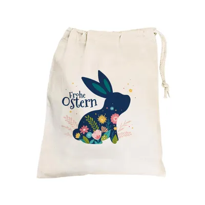 Produktbild von Stoffbeutel zu Ostern aus Baumwolle - Geschenksack mit Oster-Motiv (Hase)