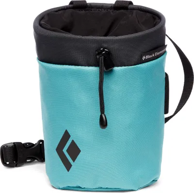 Repo Chalk Bag von Black Diamond in Türkis mit schwarzem Rand und verstellbarem Gürtel.