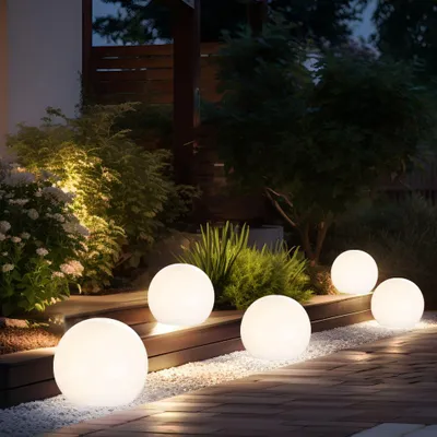 Produktbild von 10er Set LED Solarkugel weiß, Erdspieß, DxH 10x38 cm