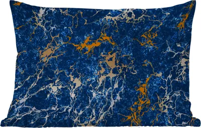 Produktbild von MuchoWow® Outdoor Kissen - Marmor - Textur - Gold - Blau - 60x40 cm - Wetterfest - Lounge Kissen - Zierkissen - Kissen für Innenräume
