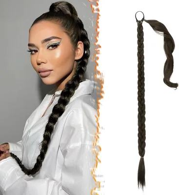 Produktbild von BARSDAR 76cm Synthetik Braid Extensions Pferdeschwanz Verlängerung Braun