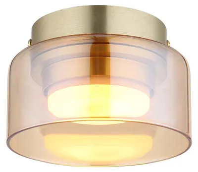 Image de Plafonnier LED, doré, rond, 1 flamme, D 13 cm