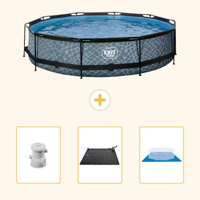 Zdjęcie produktu dla Basen ogrodowy "Exit Pool Rund" - imitacja kamienia - 360x76 cm - 4 elementy - model SCB91