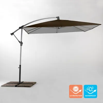 Produktbild von Gartenschirm 2,5x2,5 Meter dezentraler Arm Aluminium quadratisches Tuch Shadow Brown