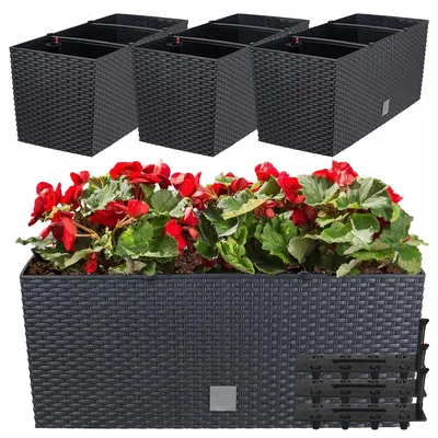 Produktbild von Deco4Home Rattan Balkonkasten Anthrazit 60cm 3er Set
