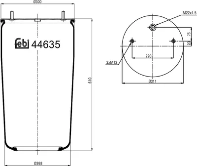 Produktbild von FEBI BILSTEIN Luftfederbalg Federbalg 44635 610mm 300mm 268mm