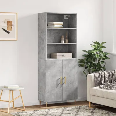 Produktbild von vidaXL Highboard Betongrau 69,5x34x180 cm Holzwerkstoff