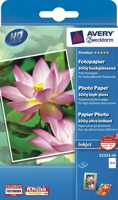 Produktbild von Inkjet-Fotopapier Premium A6 einseitig beschichtet hochglänzend 300 g/qm 40 Blatt Packung mit 40 Stück