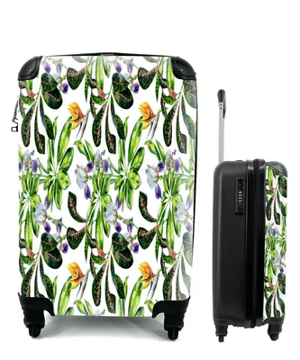 Produktbild von MuchoWow® Koffer Handgepäck Trolley Rollkoffer Kleine Reisekoffer mit 4 Rollen - Paradiesvogelpflanze - Blumen - Muster - Cabin Size < 55x40x23 cm & 55x40x20 cm - Fotokoffer - Kabinenkoffer - Boardgepäck - Reise-Box - Reisekoffer - Reisegepäck - Koffer mit Bild - Trolley für Kinder