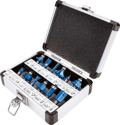 Produktbild von SCHEPPACH Fräserset Fräser 12 teilig 8mm Schaft im Koffer für HF50 und HF60