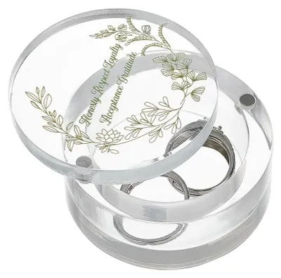 Produktbild von Ringbox aus transparentem Acryl – Ringschatulle für Heiratsanträge – Ringschatulle für die Hochzeit – Ringschatulle aus Holz – 6,5 x 3,3 cm – Schmuckkästchen