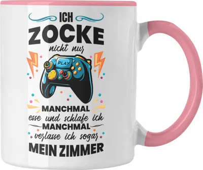 Produktbild von Trendation - Lustige Gamer Tasse Ich Zocke Nicht Nur Geschenk Zocker Lustiger Spruch Geschenkidee Jungs (Rosa)