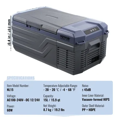 Obrázok produktu pre Autochladnička, objem 12 l, teplotný rozsah od -20 ℃ do 20 ℃, 15 l