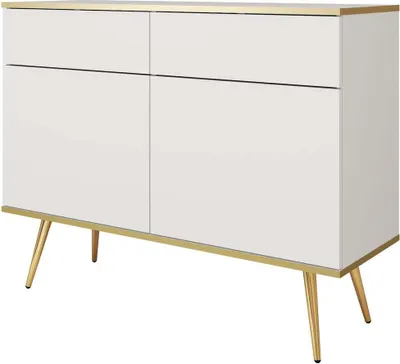 Obrázok produktu pre FURNLUX Príborník Oro White And Gold 107 cm / Hlavná farba: biela / Rozmery: 107 x 39 x 85 cm
