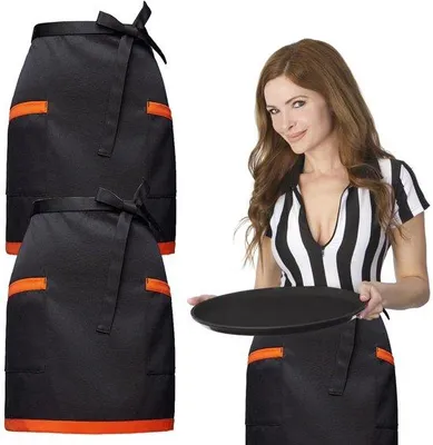 Produktbild von Unyqoos® Set 2 verstellbare Taillenschürzen mit 2 Taschen, Polyester, 44 x 69 cm – Unisex Küchen- & Gastro-Schürzen, verschiedene Farben