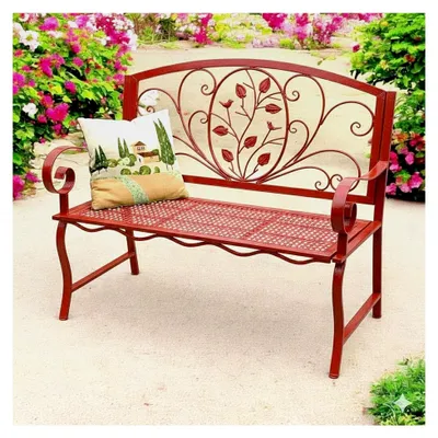 Produktbild von Wetterfeste Gartenbank Rosso 2-Sitzer Metall Rot 110 cm