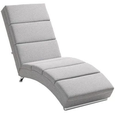 Produktbild von HOMCOM Relaxliege Liegesessel Gepolstert Polstersessel mit Leinenoptik Hellgrau