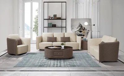 Zdjęcie produktu dla Sofa modułowe "Design Ledersofa", tapicerowane, zestaw 321 miejsc, klasyczne sofy