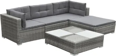 Obrázek produktu pro vidaXL 5dílná zahradní lounge souprava s polštáři Poly Rattan Grey