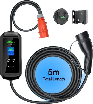 Productafbeelding van Draagbare EV-lader, instelbare stroomsterkte, bediening via app, standaardmodel - 11 kW - 5 meter, TYPE2