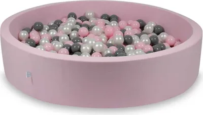 Produktbild von Bällebad 130x30cm rosa – Mit 600 Bällen / Perlmutt, Grau, Babyrosa