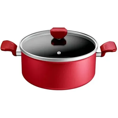 Immagine prodotto di Pentola in alluminio rosso da 24 cm con coperchio Tefal C2894602