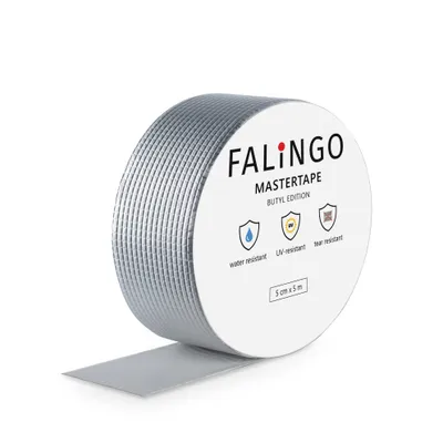 Produktbild von FALINGO Dichtungsband Wasserdichtes Klebeband, Butyl Klebeband für Dach, Wand, Fenster, Rohr (5 cm x 5 m)