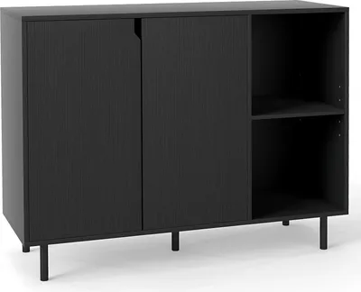 Immagine prodotto di Credenza in legno nero con ripiani e ante regolabili