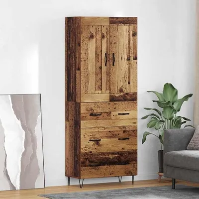 Obrázok produktu pre Kvalitná komoda z recyklovaného dreva, 69,5 x 34 x 180 cm, s zásuvkou a dvierkami, vhodná do obývačky, chodby alebo jedálne. Moderná komoda do obývačky, úložný priestor, štýlová skrinka a komoda