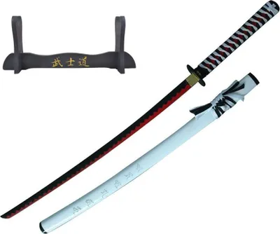 Zdjęcie produktu dla Katana – prawdziwy miecz samurajski z pochwą i stojakiem, do celów dekoracyjnych dla kolekcjonerów lub jako prezent 4KM107-410