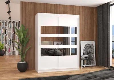 Obrázek produktu pro Zrcadlová šatní skříň 150 cm GAMRA - bílá
