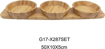 Immagine prodotto di Schäfer Tavola di bambù 50 x 10 x 5 cm Set di 4 ciotole per snack, salse e frutta secca Mantez