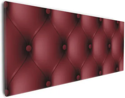 Produktbild von Wallario Premium Leinwandbild Rote Ledertür in Größe 30 x 75 cm