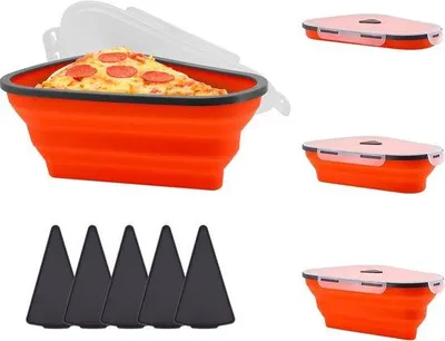 Produktbild von Silikonpizzacontainer mit Deckel - Kompakter Pizzabewahrer