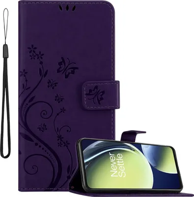 Obrázok produktu pre Kryt Cadorabo pre OnePlus Nord CE 3 Lite 5G in FLORAL DARK LILA ochranný kryt v kvetinovom dizajne s magnetickým zatváraním, funkciou stojana a slotmi na karty flipové puzdro kvetinový kryt puzdro na mobilný telefón s chlopňou kryt knihy