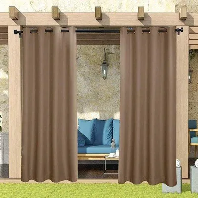 Produktbild von Wasserfeste Außen-Gardinen - Pergola-Gardine für den Außenbereich - UV-Schutz - Sonnenschutz und Privatsphäre - Braun - 132 x 240 cm - Für Terrasse, Balkon und Garten