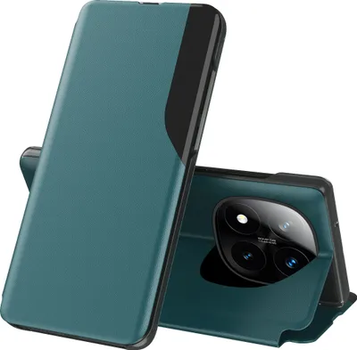 Obrázek produktu pro Flipové pouzdro pro Xiaomi Redmi Note 14 Pro+ 5G,Polyuretankůže pouzdro s okénkem a funkcí stojánku zelené