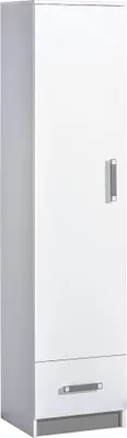Produktbild von Furniture24 Schrank TRAFIKO 05 mit 3 Einlegeboden und Schublade, Schrank, Hochschrankm, Regal mit Türen für Jugend und Kinderzimmer Weiß/Grau