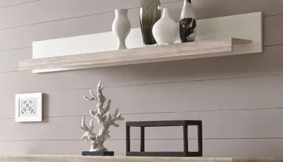 Produktbild von Wandboard "Rovola" Pinie weiß / Oslo Pinie Landhaus Wandregal 150 x 20 cm