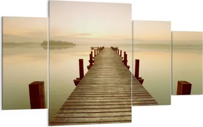 Produktbild von Bild auf Leinwand - Leinwandbild - Brücke See - 160x90cm - Wand Bild - Wanddeko - Wandbilder - Leinwanddruck - Bilder - Kunstdruck - Wanddekoration - Leinwand bilder - Wandkunst - DL160x90-3625
