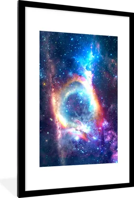 Produktbild von MuchoWow® Gerahmtes Poster Weltraum - Sterne - Regenbogen 60x90 cm - Poster mit Schwarzem Bilderrahmen Wandposter Rahmen Foto Bilder - Dekoration - Wandposter Wohnzimmer - Hochwertig