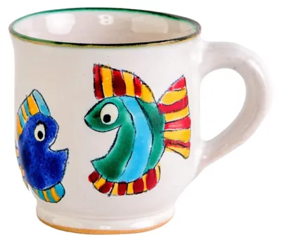 Produktbild von Tasse mit Fische-Motiv, Höhe ca. 8 cm, Ø ca. 7,5 cm