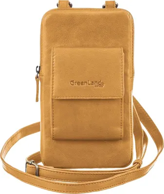 Produktbild von GreenLand Nature Leder Handytasche Phone Case Safran senfgelb