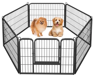Immagine prodotto di Recinto esterno per animali domestici 592472, 6 griglie di 80 x 60 cm ciascuna, recinto per cuccioli, nero