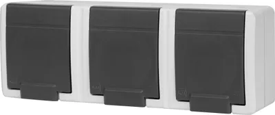 Produktbild von ELEKTRO-PLAST | Steckdoseschalter 3-fach - Grau - IP55 - Hermetisch - UV-beständig