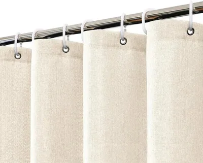 Produktbild von Unyqoos® Wasserabweisender beigefarbener Leinenvorhang mit Ringen 120x200 cm