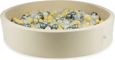 Produktbild von Trockenpool 130x30 beige mit 600 Bällen: transparent, opaleszierend, hellgold, silber, beige