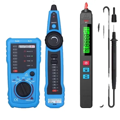 Obrázek produktu pro Tester síťových kabelů, detekce RJ11/RJ45, vyhledávání telefonních kabelů, sada nástrojů FWT11
