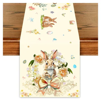 Produktbild von Oster Tischläufer Deko - Tischdecke mit Happy Oster Blumen Design (180x35 cm)