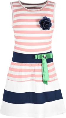Produktbild von KMISSO Mädchen Sommer Kleid gestreift mit Schleife Lachs 104